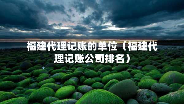 福建代理记账的单位（福建代理记账公司排名）