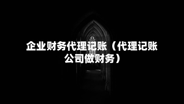 企业财务代理记账（代理记账公司做财务）
