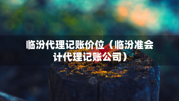 临汾代理记账价位（临汾准会计代理记账公司）