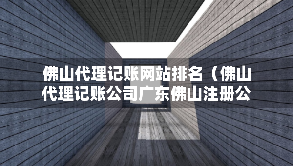 佛山代理记账网站排名（佛山代理记账公司广东佛山注册公司价格）
