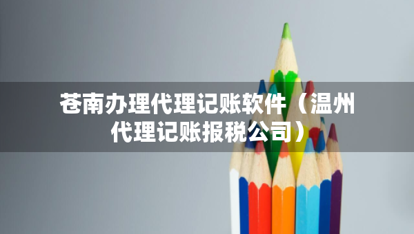 苍南办理代理记账软件（温州代理记账报税公司）