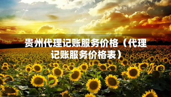 贵州代理记账服务价格（代理记账服务价格表）