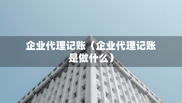 企业代理记账（企业代理记账是做什么）