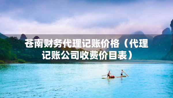 苍南财务代理记账价格（代理记账公司收费价目表）