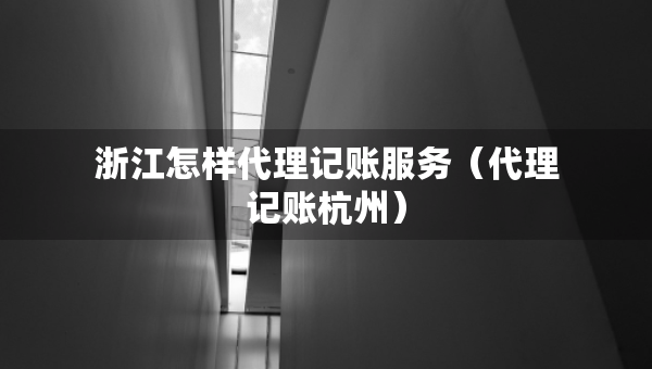 浙江怎样代理记账服务（代理记账杭州）