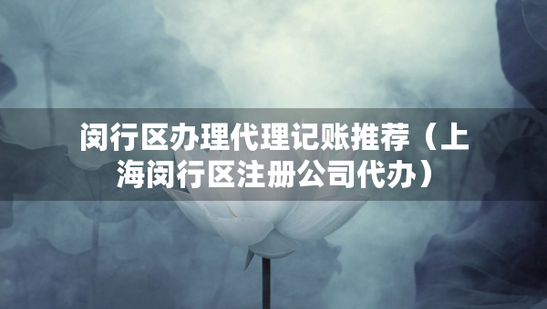 闵行区办理代理记账推荐（上海闵行区注册公司代办）