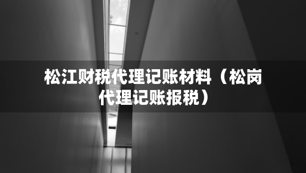 松江财税代理记账材料（松岗代理记账报税）