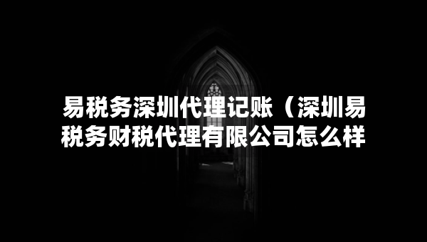 易税务深圳代理记账（深圳易税务财税代理有限公司怎么样）