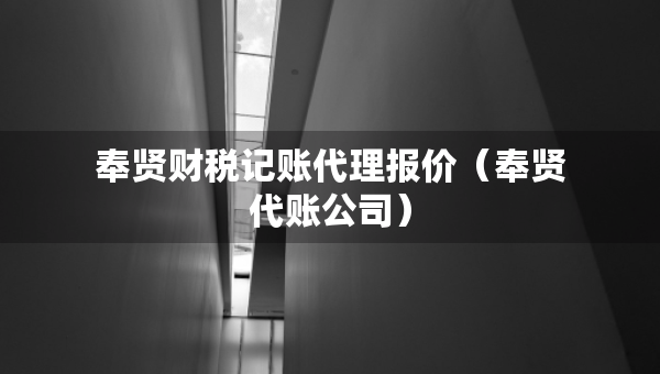奉贤财税记账代理报价（奉贤代账公司）
