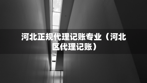 河北正规代理记账专业（河北区代理记账）