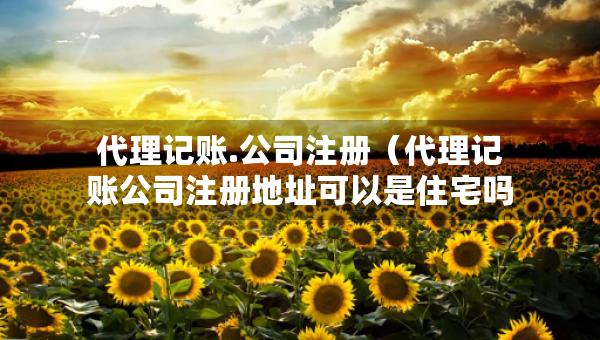 代理记账.公司注册（代理记账公司注册地址可以是住宅吗）