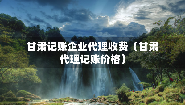 甘肃记账企业代理收费（甘肃代理记账价格）