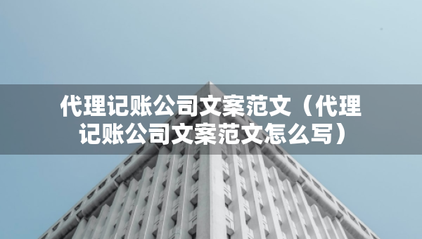 代理记账公司文案范文（代理记账公司文案范文怎么写）