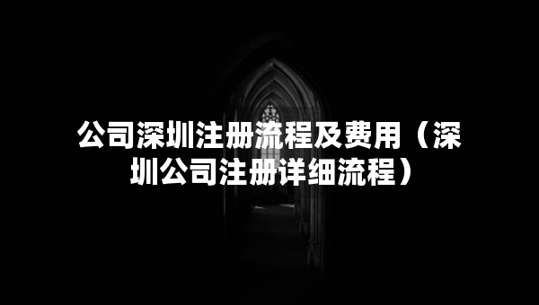 公司深圳注册流程及费用（深圳公司注册详细流程）