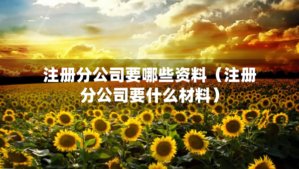 注册分公司要哪些资料（注册分公司要什么材料）
