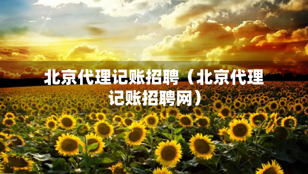北京代理记账招聘（北京代理记账招聘网）