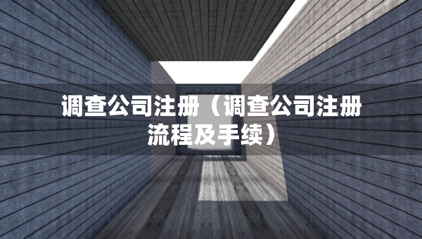 调查公司注册（调查公司注册流程及手续）