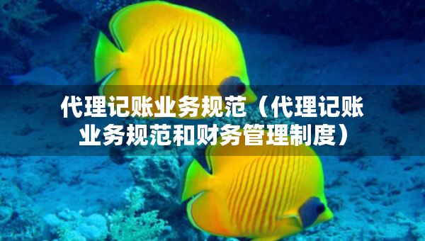 代理记账业务规范（代理记账业务规范和财务管理制度）