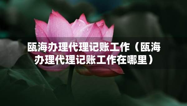 瓯海办理代理记账工作（瓯海办理代理记账工作在哪里）