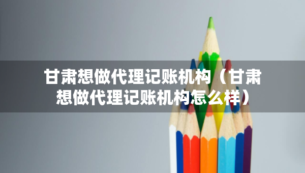 甘肃想做代理记账机构（甘肃想做代理记账机构怎么样）