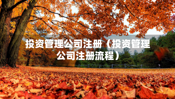 投资管理公司注册（投资管理公司注册流程）