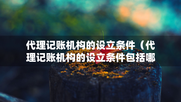 代理记账机构的设立条件（代理记账机构的设立条件包括哪些）