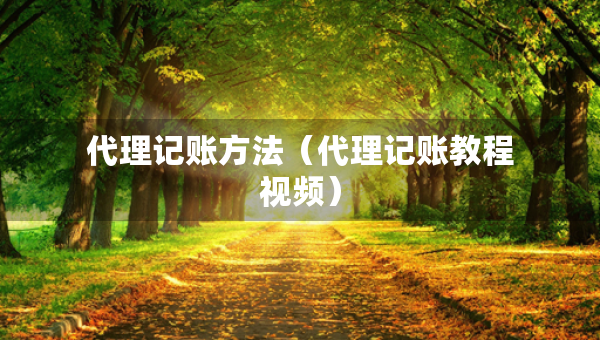 代理记账方法（代理记账教程视频）