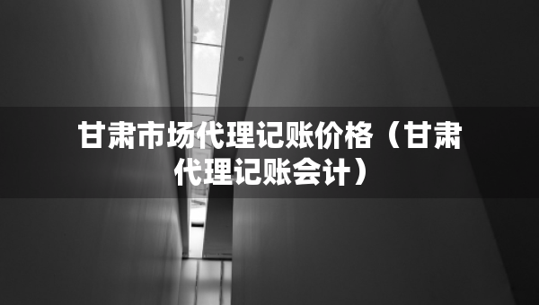 甘肃市场代理记账价格（甘肃代理记账会计）