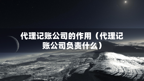代理记账公司的作用（代理记账公司负责什么）