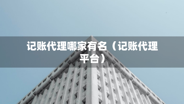 记账代理哪家有名（记账代理平台）