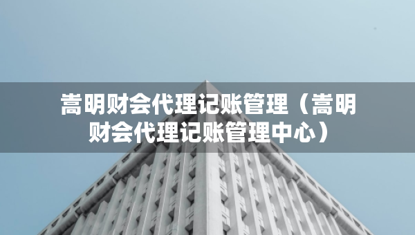 嵩明财会代理记账管理（嵩明财会代理记账管理中心）