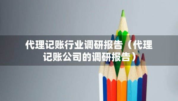 代理记账行业调研报告（代理记账公司的调研报告）
