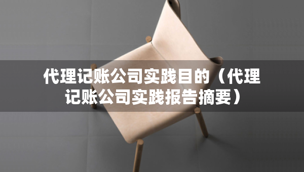 代理记账公司实践目的（代理记账公司实践报告摘要）