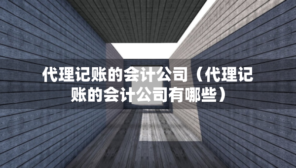 代理记账的会计公司（代理记账的会计公司有哪些）