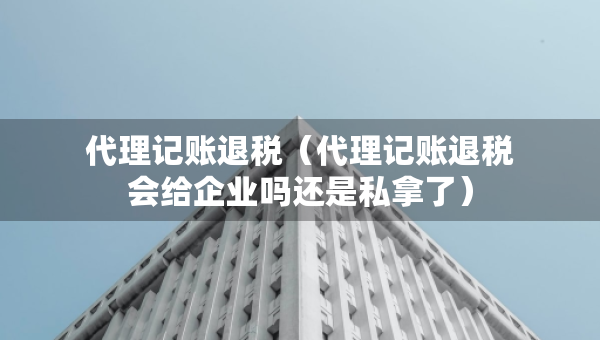 代理记账退税（代理记账退税会给企业吗还是私拿了）
