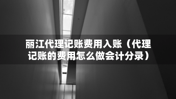 丽江代理记账费用入账（代理记账的费用怎么做会计分录）