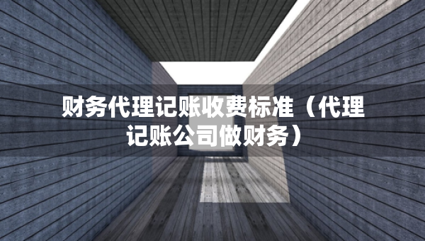 财务代理记账收费标准（代理记账公司做财务）