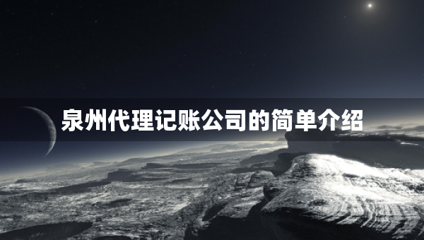 泉州代理记账公司的简单介绍