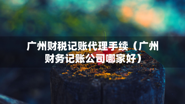 广州财税记账代理手续（广州财务记账公司哪家好）
