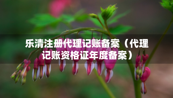 乐清注册代理记账备案（代理记账资格证年度备案）