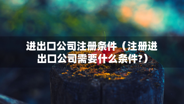 进出口公司注册条件（注册进出口公司需要什么条件?）