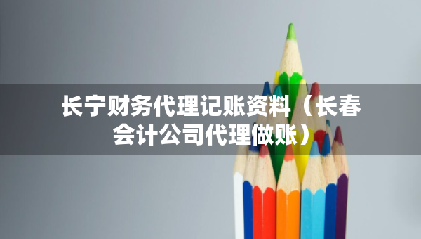 长宁财务代理记账资料（长春会计公司代理做账）