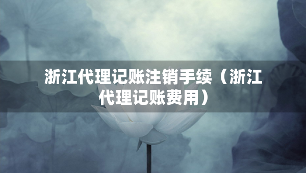 浙江代理记账注销手续（浙江代理记账费用）