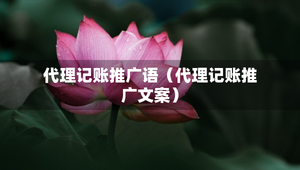 代理记账推广语（代理记账推广文案）