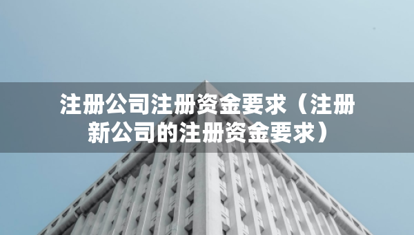 注册公司注册资金要求（注册新公司的注册资金要求）