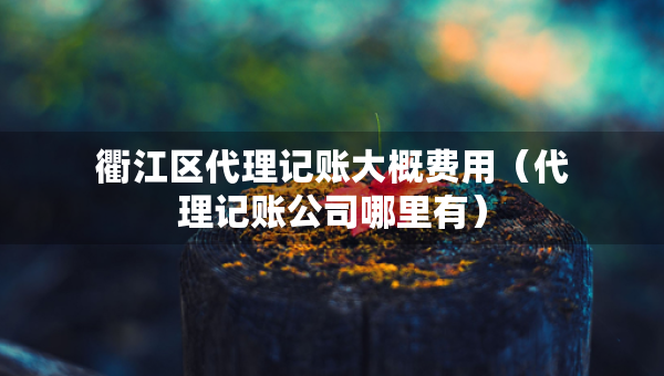 衢江区代理记账大概费用（代理记账公司哪里有）
