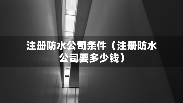 注册防水公司条件（注册防水公司要多少钱）