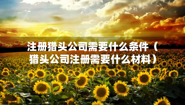 注册猎头公司需要什么条件（猎头公司注册需要什么材料）