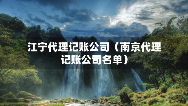 江宁代理记账公司（南京代理记账公司名单）