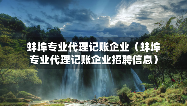 蚌埠专业代理记账企业（蚌埠专业代理记账企业招聘信息）